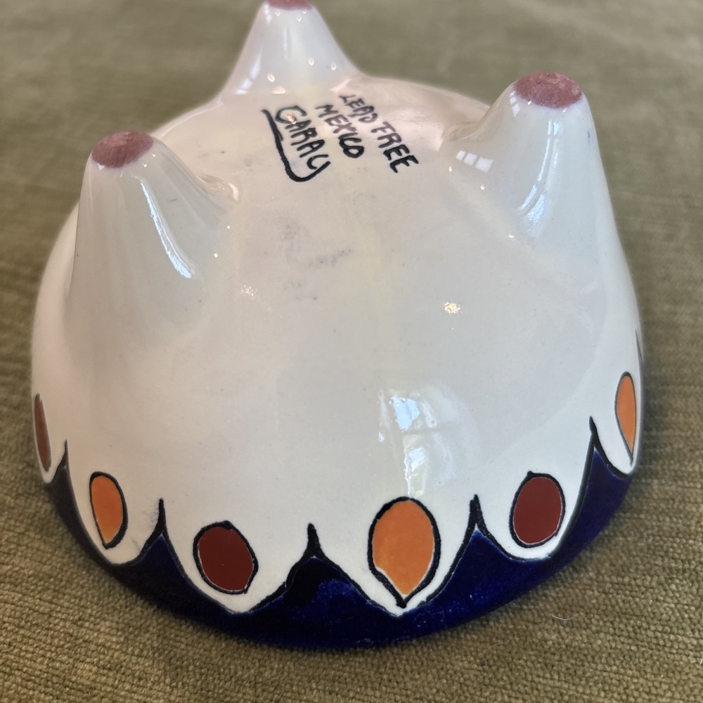 Talavera Mexican Pottery Footed Bowl Lead Free Signed 5.5" Multi Color Gorgeous - Picture 4 of 8